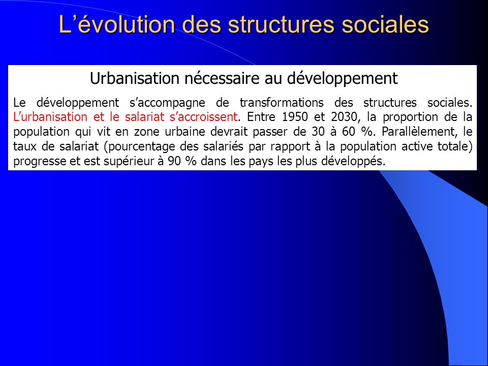 L’évolution des structures sociales