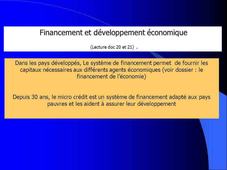 Financement et développement économique