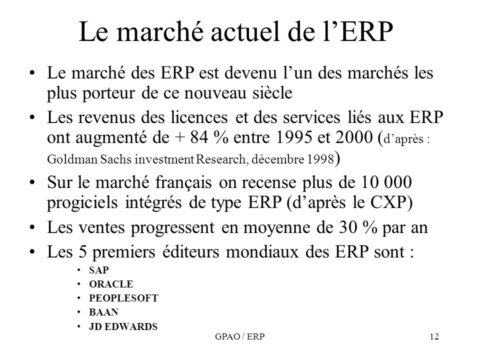 Le marché actuel de l’ERP