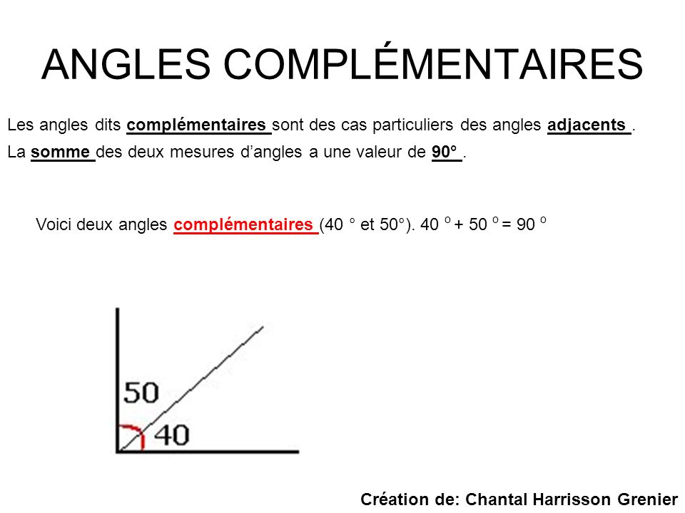 ANGLES COMPLÉMENTAIRES