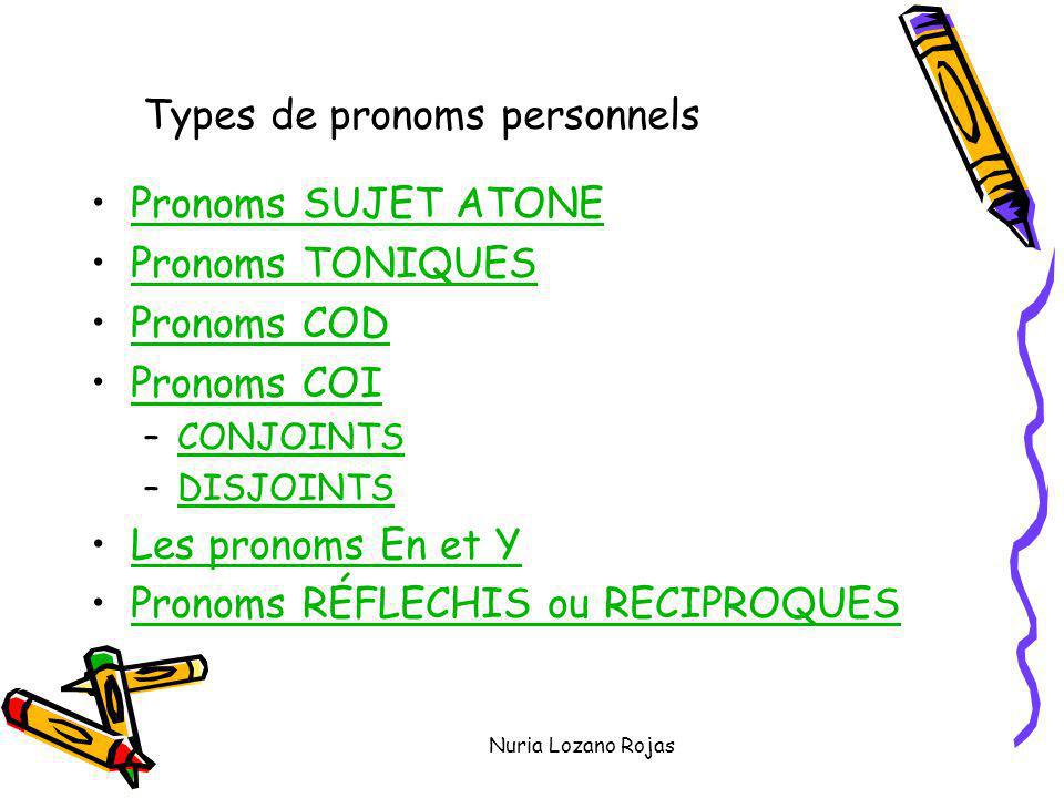 Types de pronoms personnels