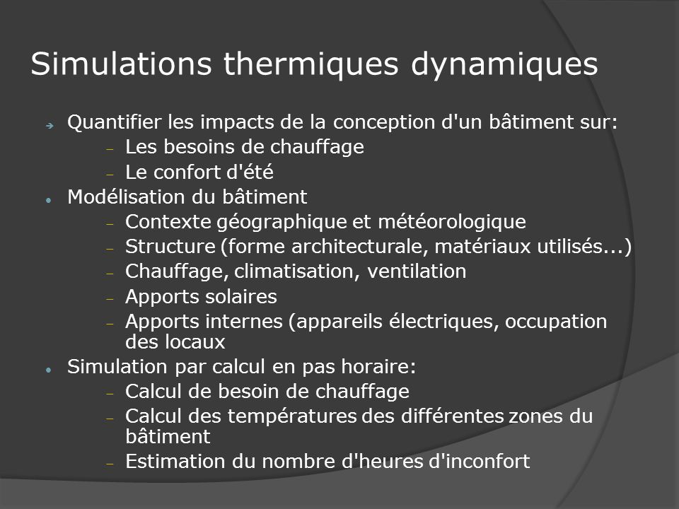 Simulations thermiques dynamiques
