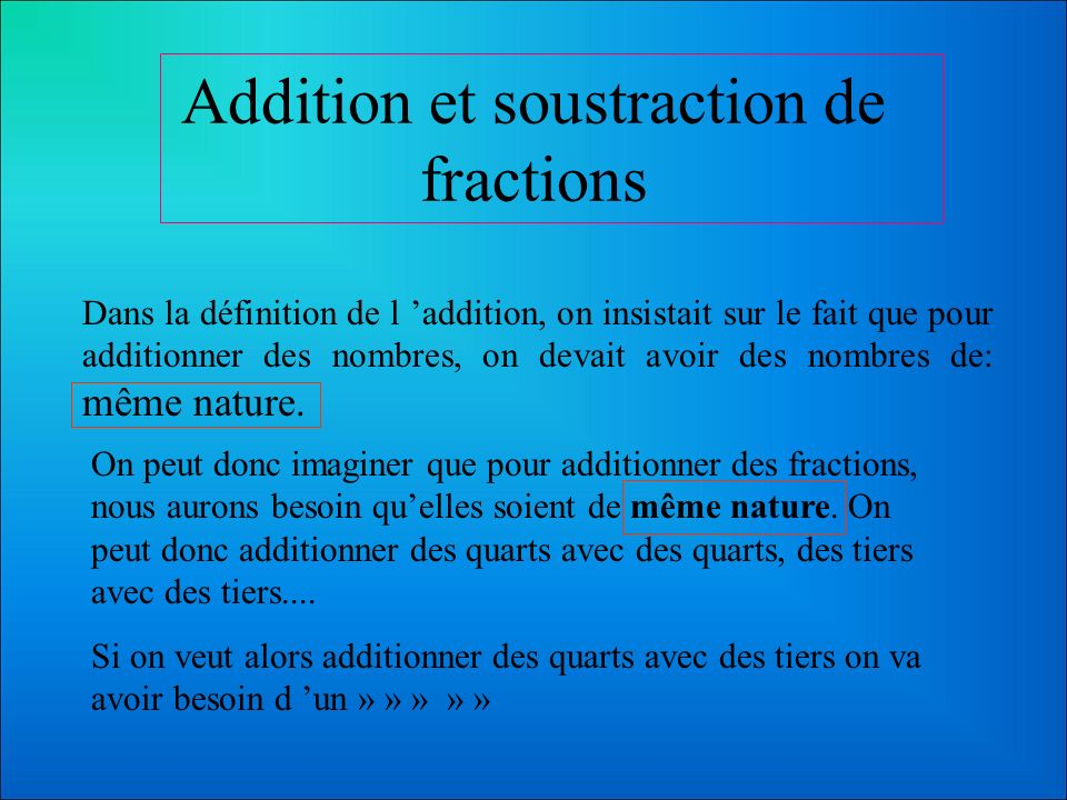 Addition et soustraction de fractions