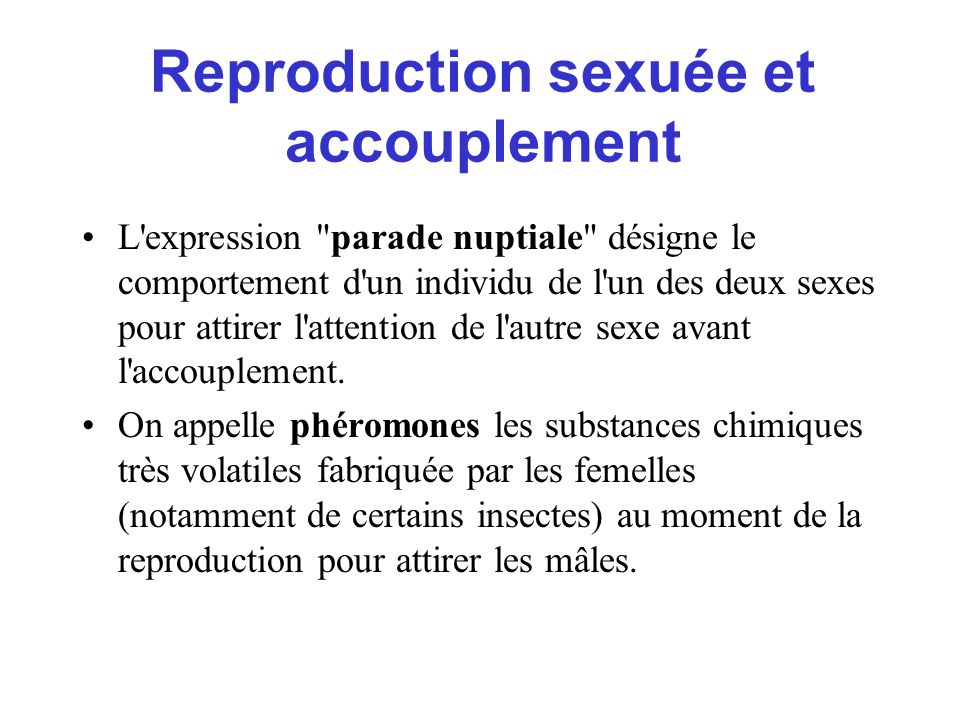 Reproduction sexuée et accouplement