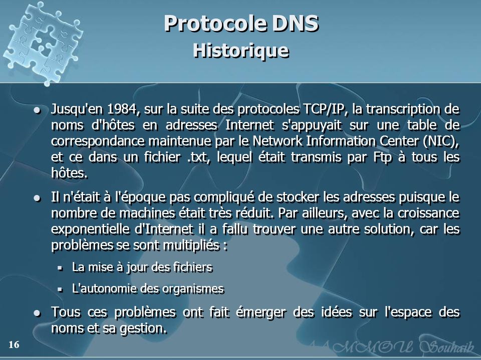 Protocole DNS Historique