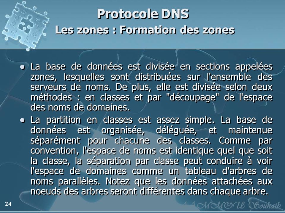 Protocole DNS Les zones : Formation des zones