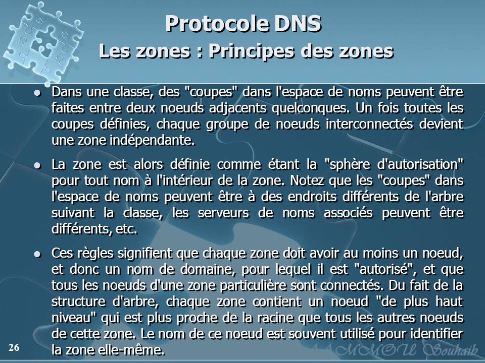 Protocole DNS Les zones : Principes des zones