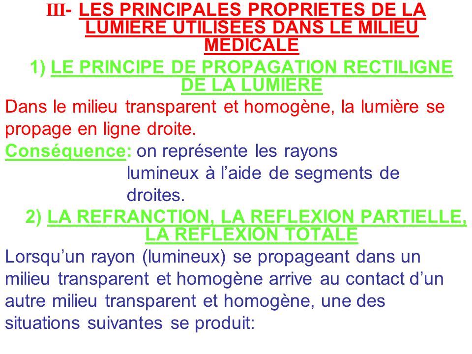1) LE PRINCIPE DE PROPAGATION RECTILIGNE DE LA LUMIERE