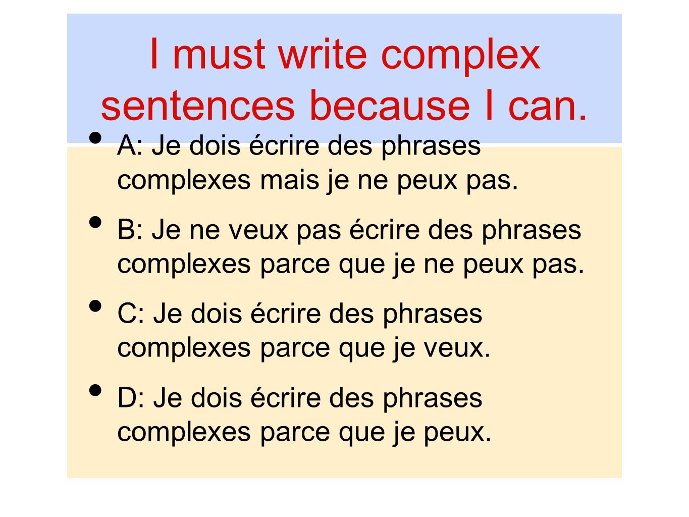 I must write complex sentences because I can.