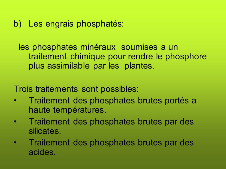 Les engrais phosphatés: