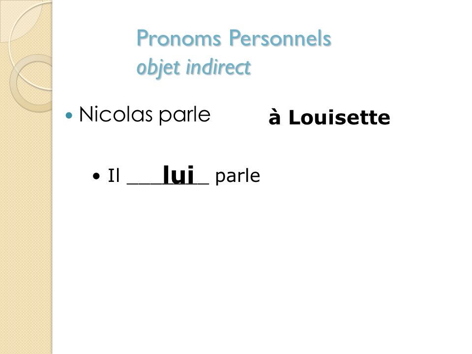 Pronoms Personnels objet indirect