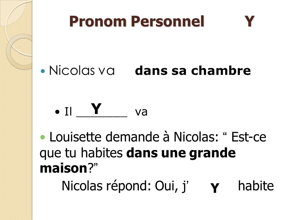 Pronom Personnel Y Y Nicolas va