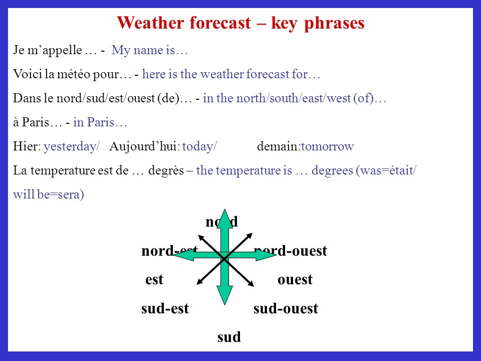 Weather forecast – key phrases