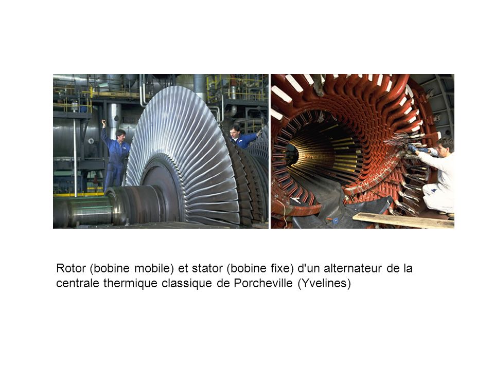Rotor (bobine mobile) et stator (bobine fixe) d un alternateur de la centrale thermique classique de Porcheville (Yvelines)