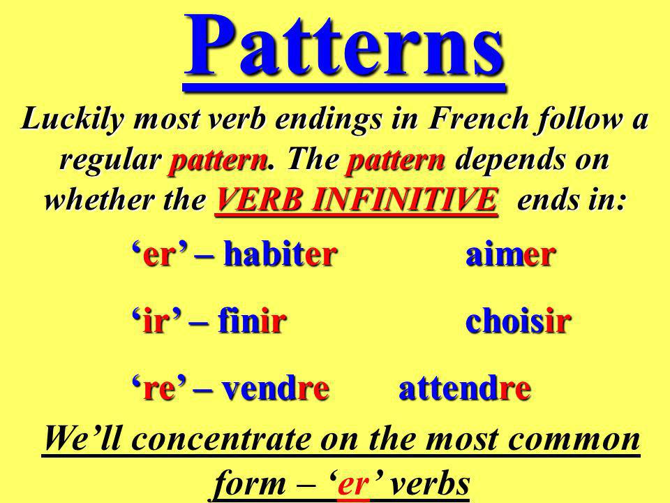 We’ll concentrate on the most common form – ‘er’ verbs
