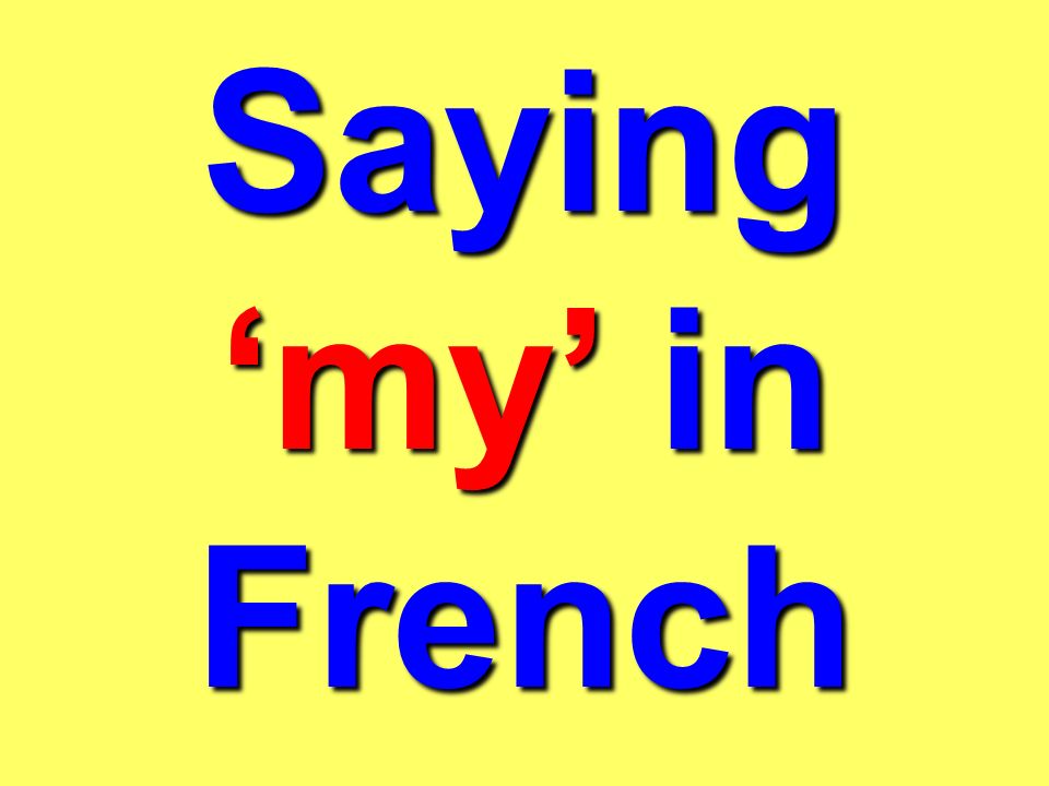 Saying ‘my’ in French