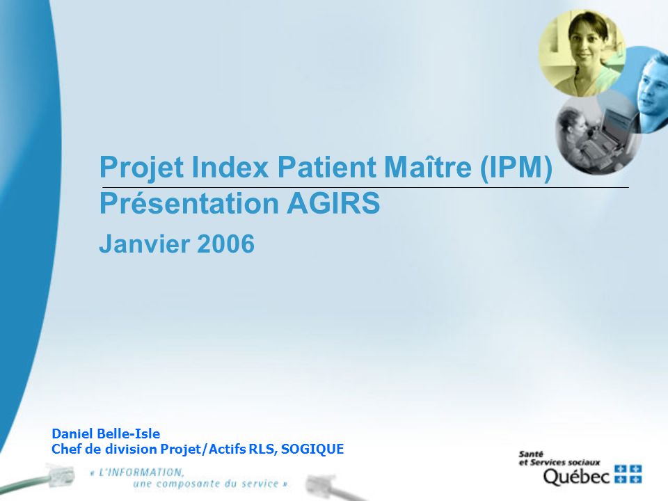 Projet Index Patient Maître (IPM) Présentation AGIRS