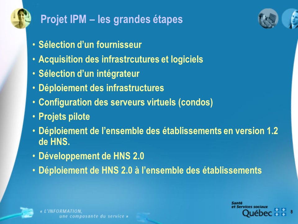 Projet IPM – les grandes étapes