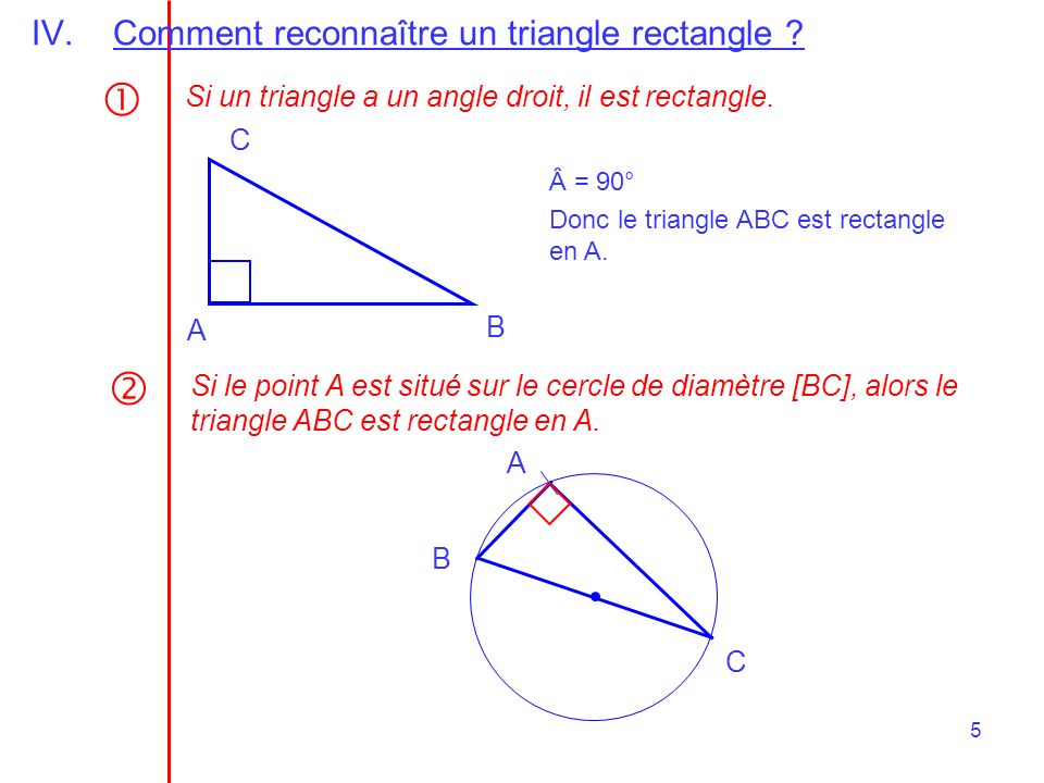   Comment reconnaître un triangle rectangle