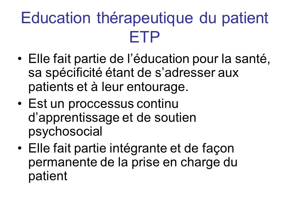 Education thérapeutique du patient ETP