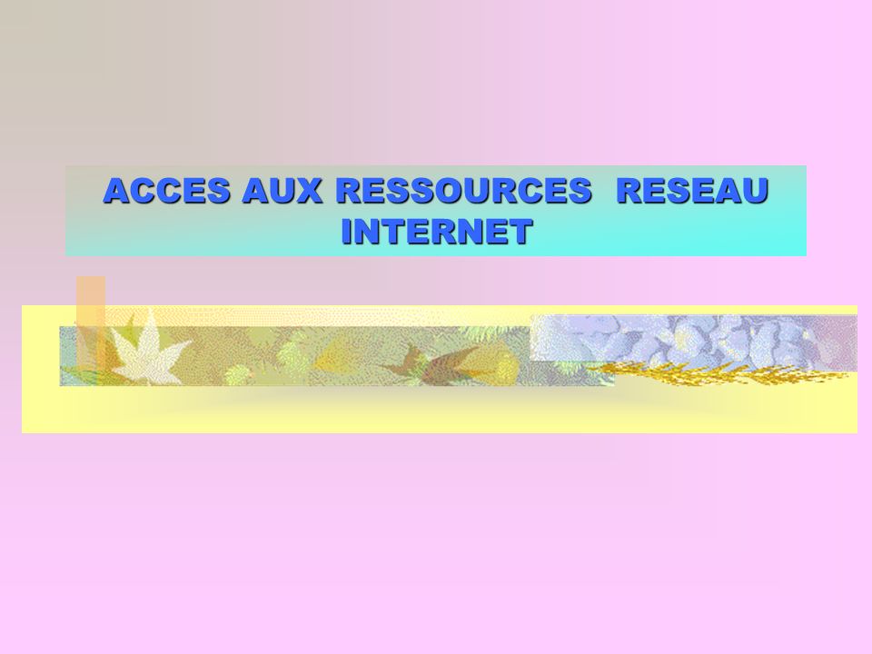 ACCES AUX RESSOURCES RESEAU INTERNET