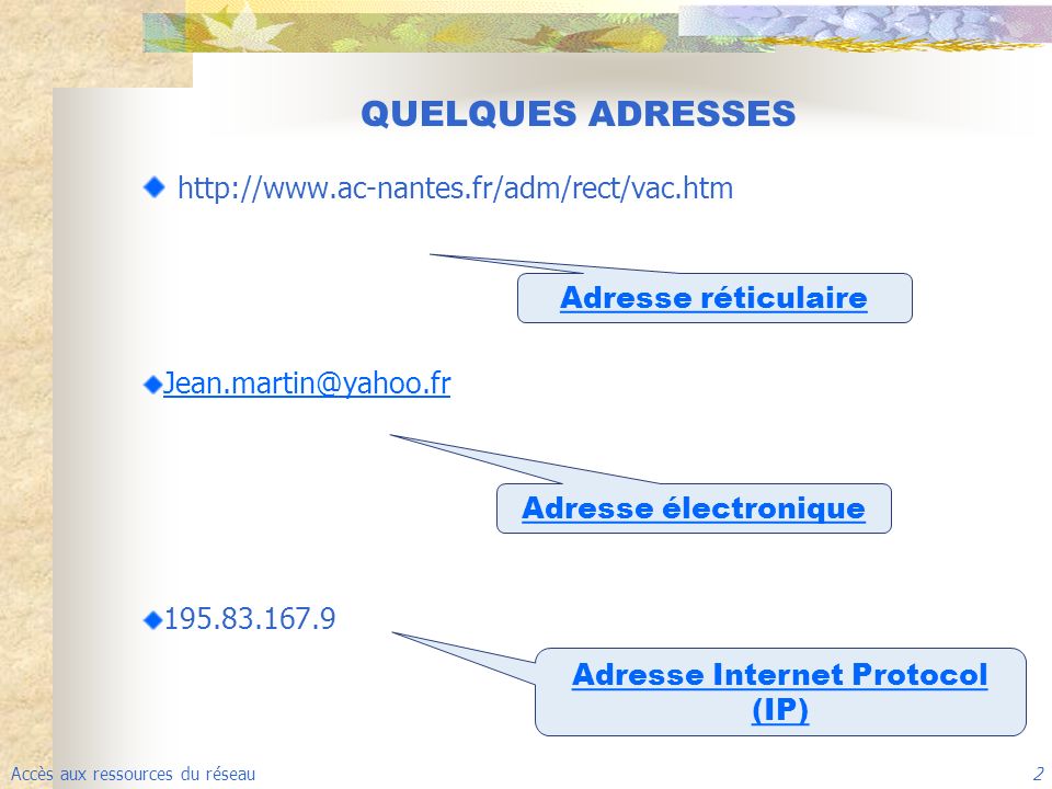 Adresse Internet Protocol (IP)
