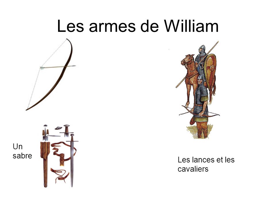 Les armes de William Un sabre Les lances et les cavaliers
