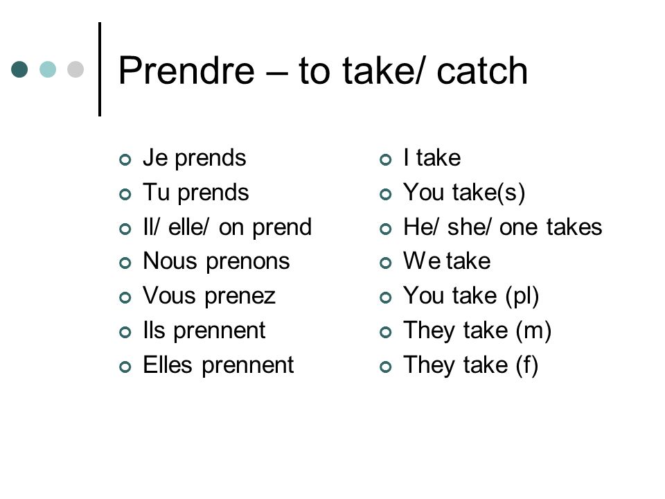 Prendre – to take/ catch