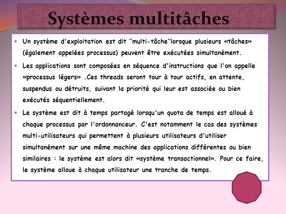 Systèmes multitâches