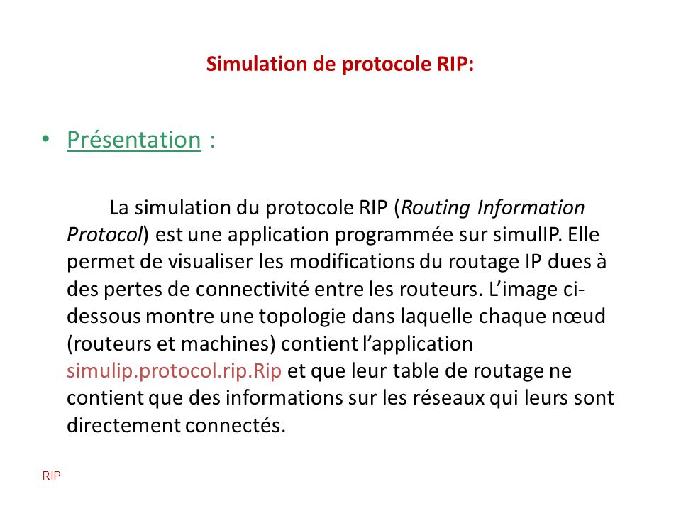 Simulation de protocole RIP: