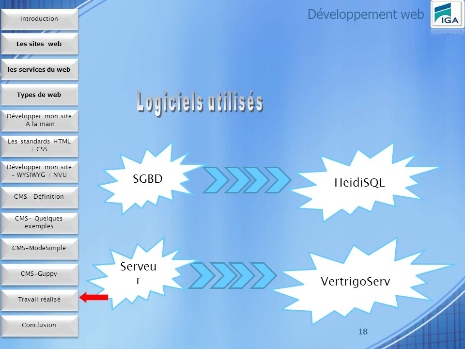 Développement web SGBD HeidiSQL Serveur VertrigoServ