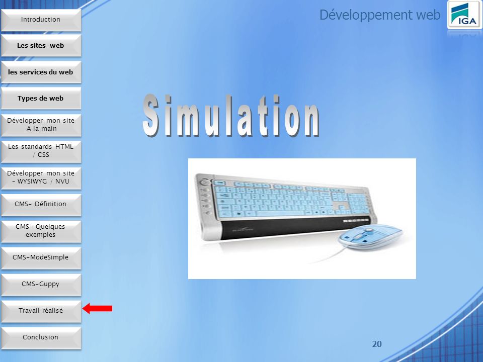 Développement web Simulation Introduction Les sites web