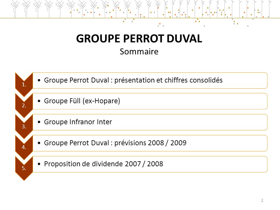 GROUPE PERROT DUVAL Sommaire