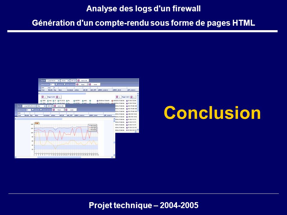 Conclusion Analyse des logs d un firewall