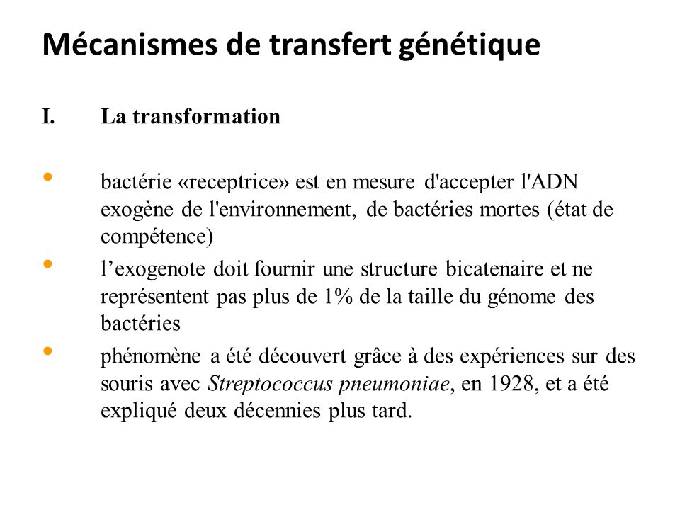 Mécanismes de transfert génétique