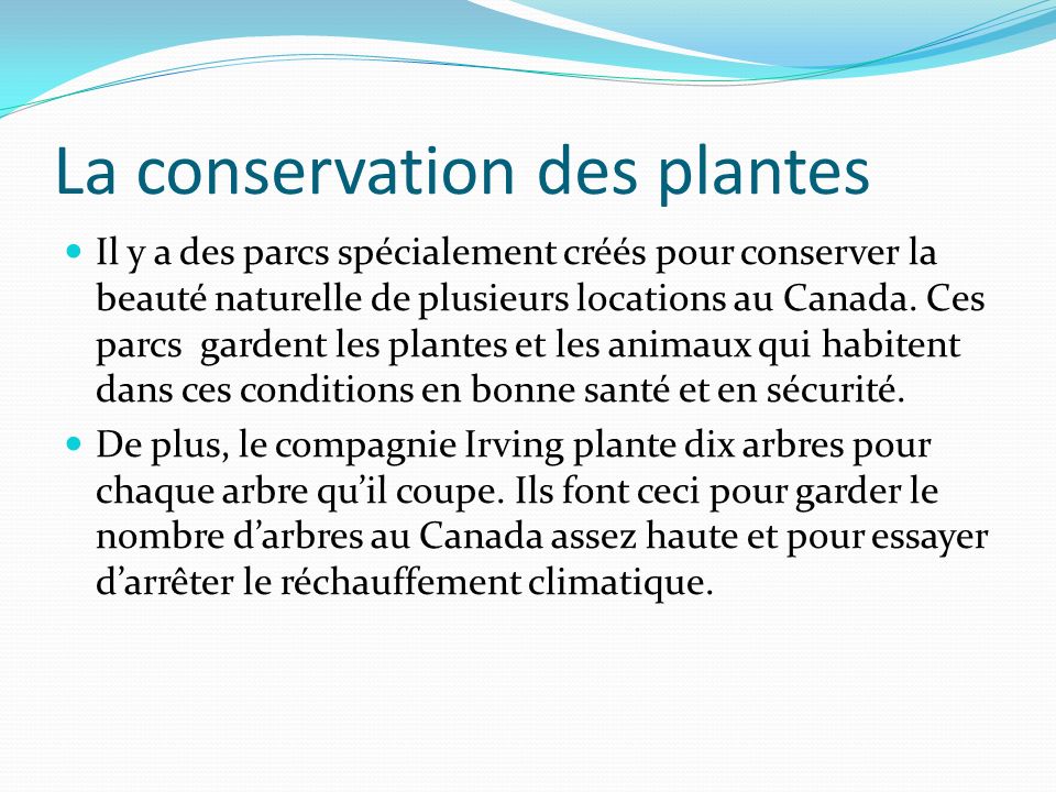 La conservation des plantes
