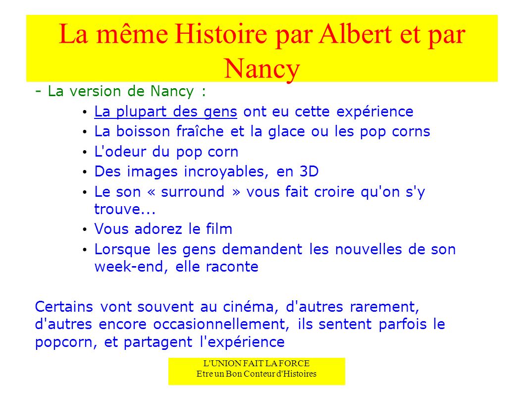 La même Histoire par Albert et par Nancy