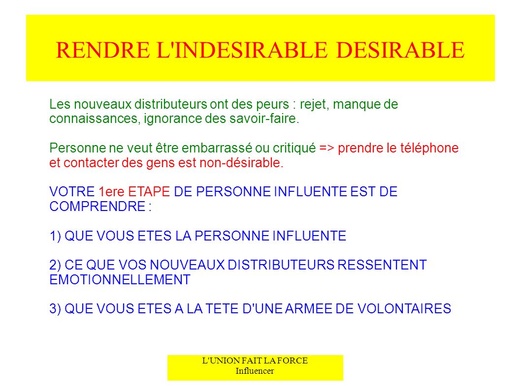 RENDRE L INDESIRABLE DESIRABLE