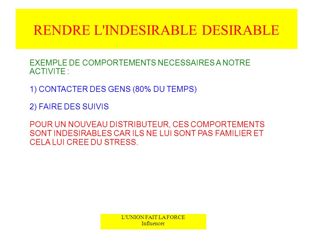 RENDRE L INDESIRABLE DESIRABLE