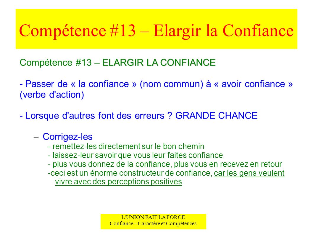 Compétence #13 – Elargir la Confiance