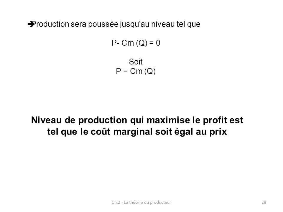 Ch.2 - La théorie du producteur