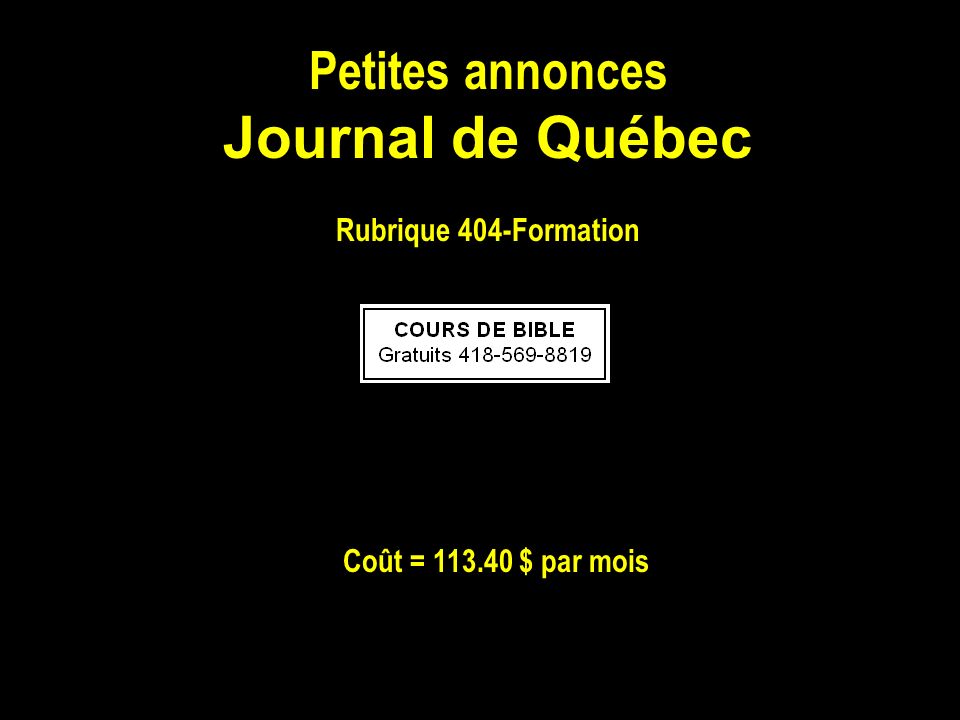 Journal de Québec Petites annonces Rubrique 404-Formation