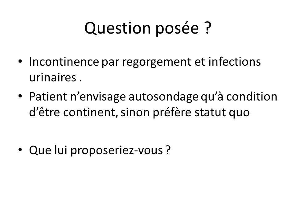 Question posée Incontinence par regorgement et infections urinaires .