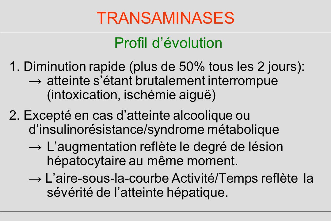 TRANSAMINASES Profil d’évolution