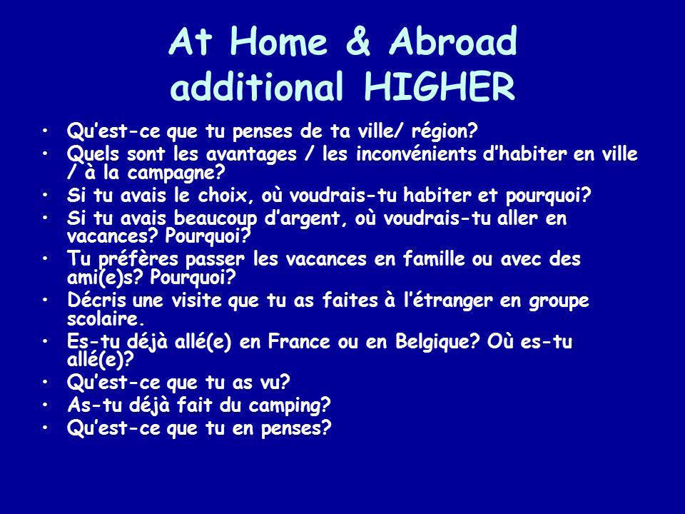 At Home & Abroad additional HIGHER