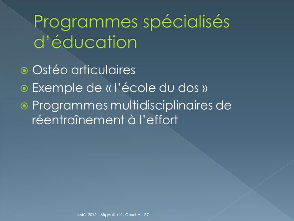 Programmes spécialisés d’éducation