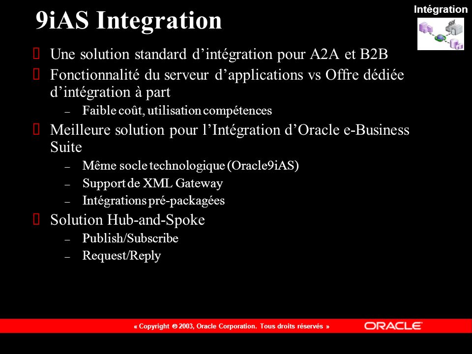 9iAS Integration Une solution standard d’intégration pour A2A et B2B
