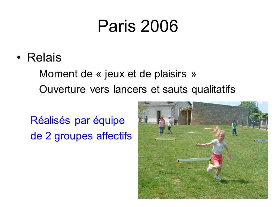 Paris 2006 Relais Moment de « jeux et de plaisirs »