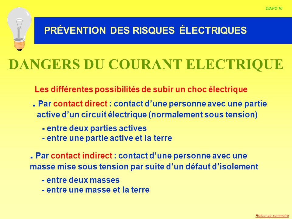 DANGERS DU COURANT ELECTRIQUE