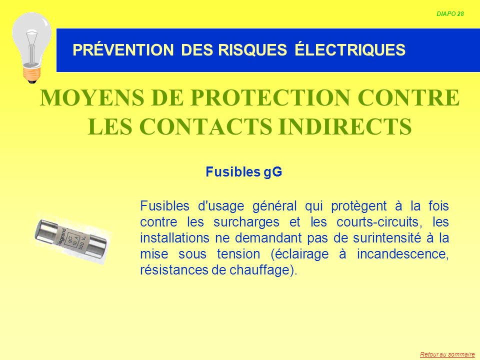 MOYENS DE PROTECTION CONTRE LES CONTACTS INDIRECTS